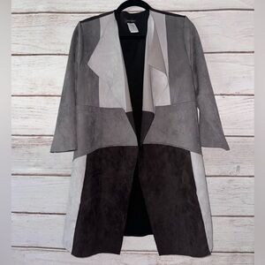 Slinky Brand Women’s Colorblock Faux Suede Duster Jacket – XS Office Church